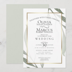 Hochzeit   Sage Green Olive Branch Wasserfarbe Lea Einladung