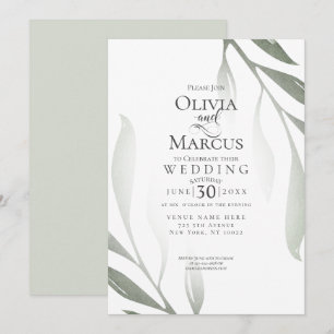 Hochzeit Sage Green Olive Branch Wasserfarbe Lea Einladung