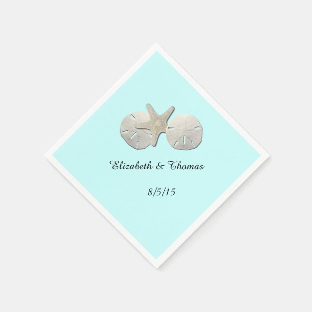 Hochzeit, Sand Dollar, Starfish, Custom Napkins Serviette (Ecke)