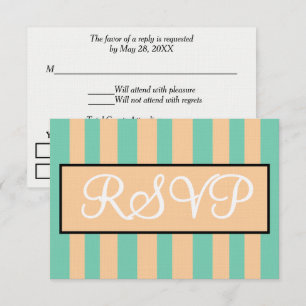 Hochzeit Sandy Beach Seafoam Grün Cabana Streifen  RSVP Karte