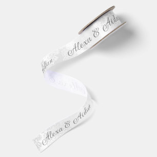Hochzeit Satin Damast mit Namen Satinband
