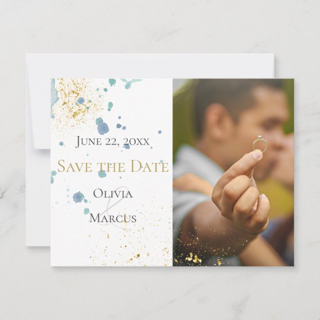 HOCHZEIT | Save the Date FOTO Blue Spritzer (Vorderseite)