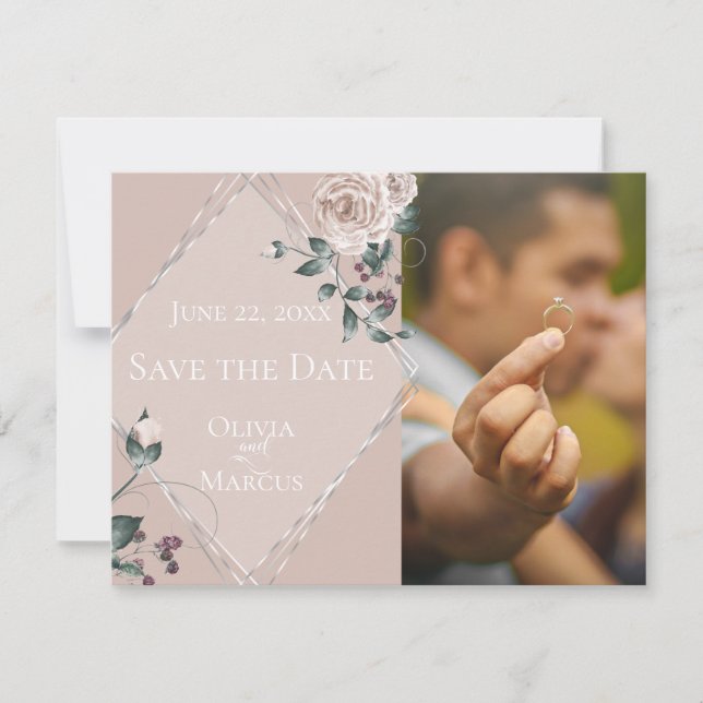 HOCHZEIT | Save the Date FOTO Dusty Pink Floral (Vorderseite)