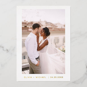 Hochzeit Save the Date Foto Minimalist Gold Folieneinladung