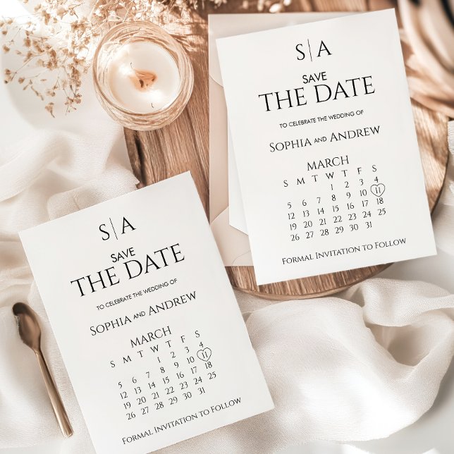 Hochzeit Save The Date Karte Kalender Monogramm (Von Creator hochgeladen)
