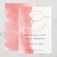 HOCHZEIT | Save the Date Korallen Rose Wasserfarbe
