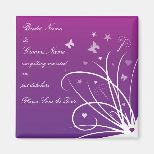 Hochzeit Save the Date Magnet - Lila Schmetterling