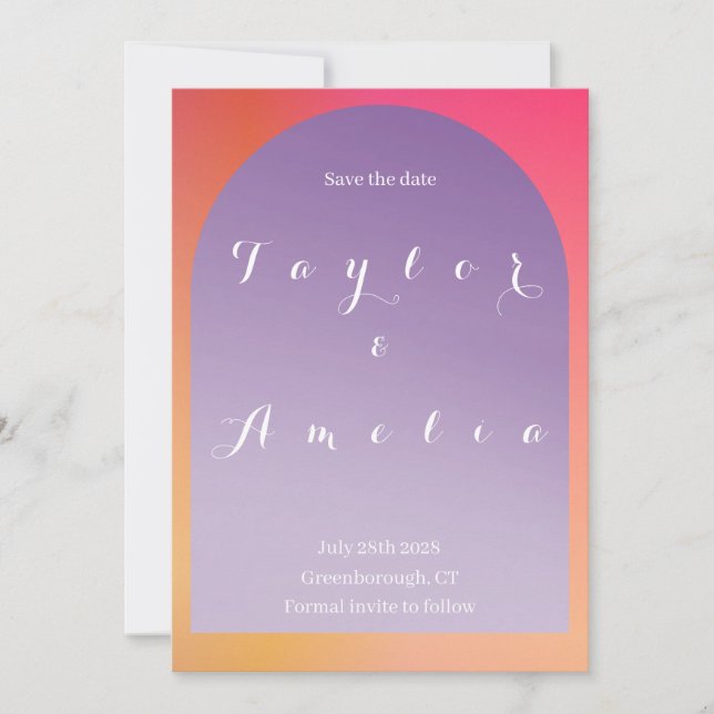 Hochzeit Save the Date Ombre Boho Bogen (Vorderseite)