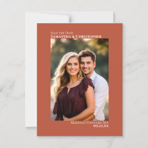 Hochzeit Save the Date Vertikales Foto Terrakotta Magneteinladung