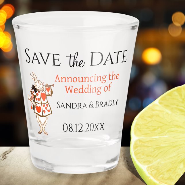 Hochzeit Save the Date Wonderland Rabbit Schnapsglas (Von Creator hochgeladen)