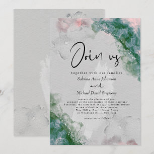 HOCHZEIT Schicke Kiefer und Rosa Abstract Alcoho Einladung