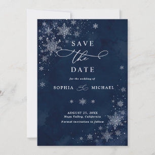Hochzeit Schneeflecken Mitternacht Save The Date Einladung