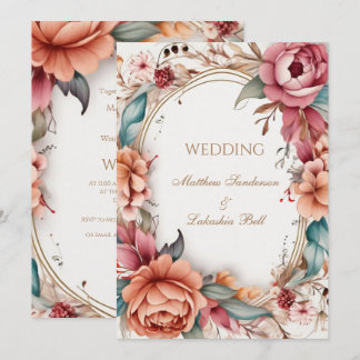 Hochzeit Schön Modern Boho Floral Blumen  Einladung