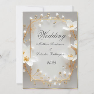 Hochzeit Schöne Blume Gold Einladung