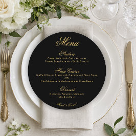 Hochzeit Schwarz Gold Einfache Kalligrafie Schrift Menükarte