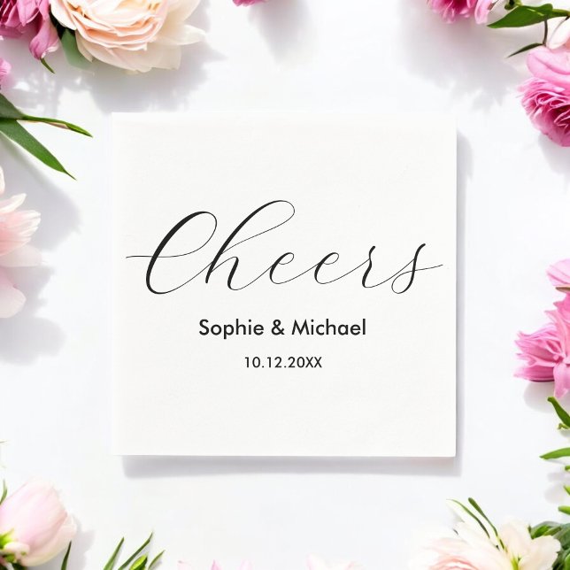 Hochzeit Schwarz-weiß Cheers Napkins Serviette (Von Creator hochgeladen)