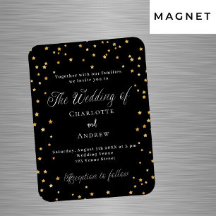 Hochzeit schwarze goldene Sterne elegante Schrift Magnet