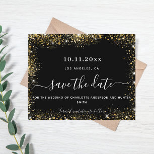 Hochzeit schwarzes Gold Glitter Budget Spar-Datum