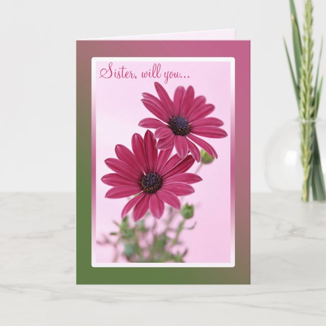 Hochzeit. Schwester. Bridesmaid-Karte. Daisy Blume Einladung (Vorderseite)