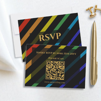 Hochzeit Schwuler Männer Eleganter Regenbogen QR C RSVP Karte