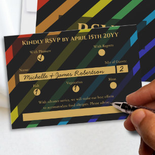 Hochzeit Schwuler Männer Eleganter Regenbogen RSVP Karte