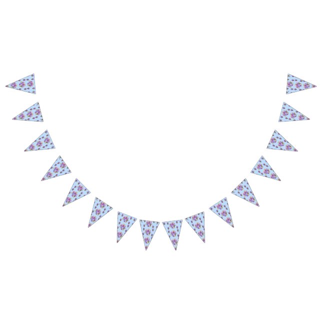 Hochzeit Shabby Blue Pastel Blume Blumenkohl Party Wimpelkette (Alle)