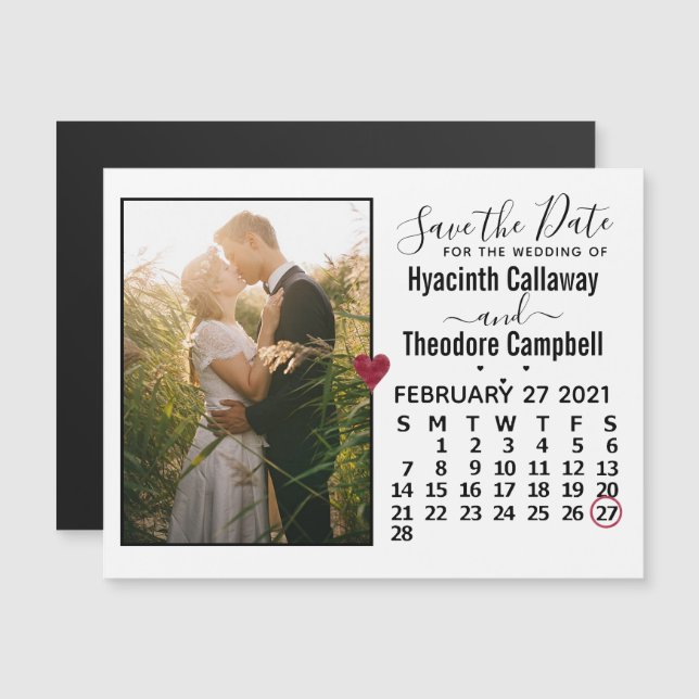 Hochzeit Sichern des Fotos Datum Februar 2021 Kale Magneteinladung (Vorne/Hinten)