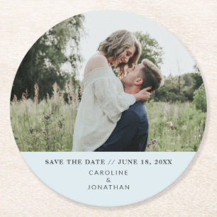 Hochzeit Sichern Sie das Date Foto einfache Minima Runder Pappuntersetzer