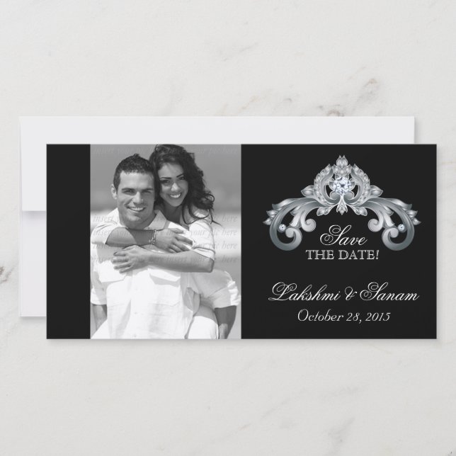 Hochzeit Sichern Sie das Datum Fotokarte Silber Ja Save The Date (Vorderseite)
