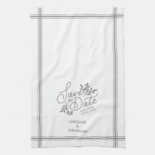 Hochzeit Sichern Sie das Datum Hand Drawn botanisc Geschirrtuch