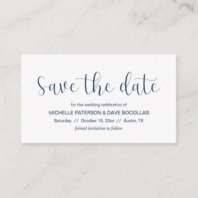 Hochzeit Sichern Sie das Datum Minimal Design, Nav Begleitkarte (Vorderseite)