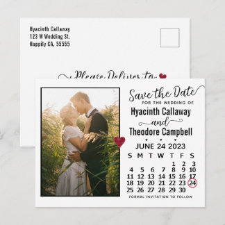 Hochzeit Sichern Sie den Termin Juni 2023 Calendar Einladungspostkarte