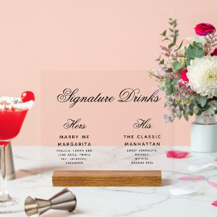 Hochzeit Signature Drinks Cocktails Kalligrafie Acrylschild