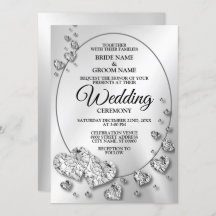 Hochzeit Silber Shiny Hearts Geometric Elegant