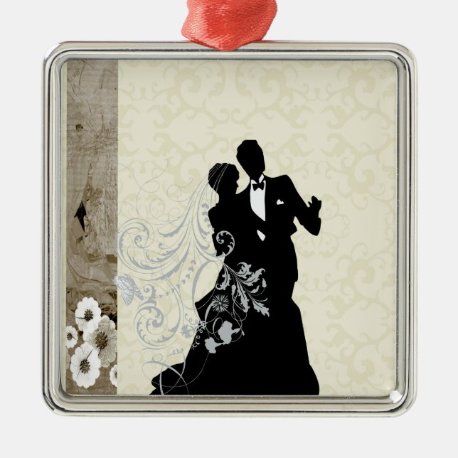 Hochzeit Silbernes Ornament (Vorne)