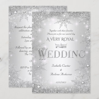 Hochzeit Silver Winter Wonderland Royal Crown Einladung