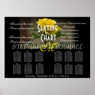 Hochzeit Sitzordnung Blumen Blüten Monogramm Name Poster