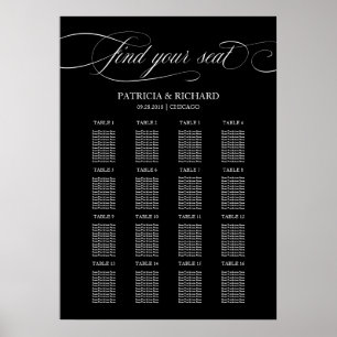 Hochzeit Sitzplan Schild Elegant Schwarz