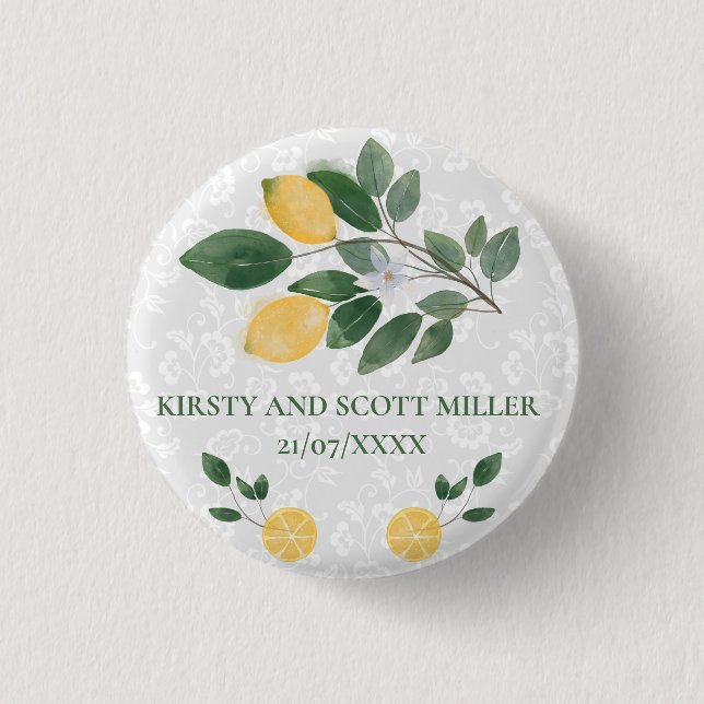 Hochzeit sizilianischer Zitronen Button (Vorderseite)