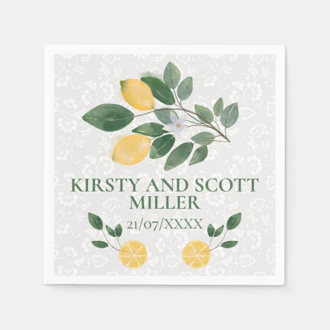 Hochzeit sizilianischer Zitronen Serviette (Vorderseite)