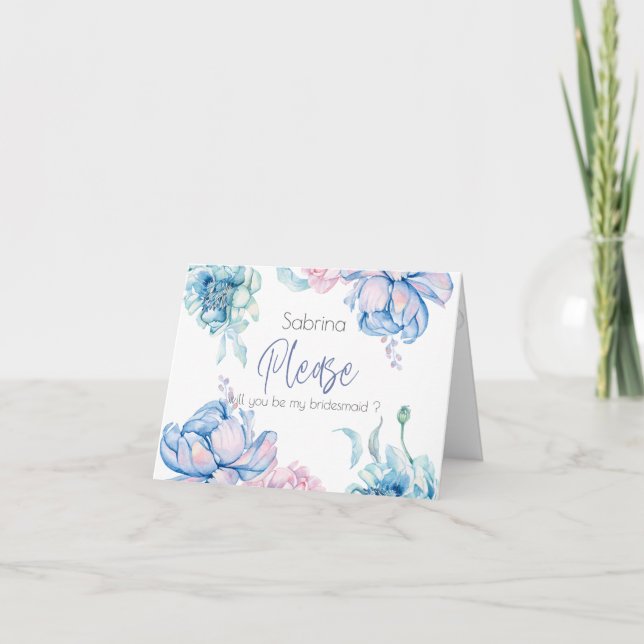 Hochzeit| Sky Blue und Bubblegum Pink Dankeskarte (Vorderseite)