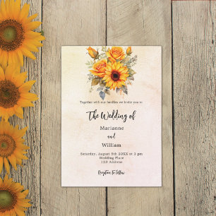 Hochzeit Sonnenblumen rustikale gelbe Herbst Einladung