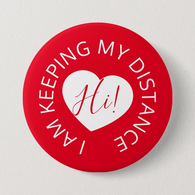 Hochzeit Soziales distanzierendes Gästehaus rotes  Button (Vorderseite)
