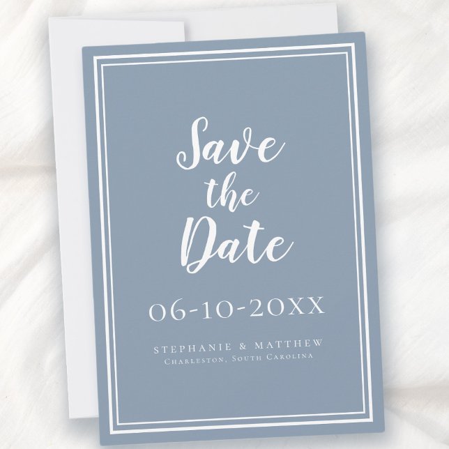 Hochzeit speichern das Datum Dusty Blue einfach mo (Wedding Save The Date Dusty Blue Simple Modern)