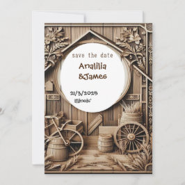 Hochzeit speichern das Datum Holz Schnitzwerk Desi Einladung