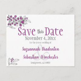 Hochzeit speichern das Datum Minimalistische Lila  Ankündigungspostkarte
