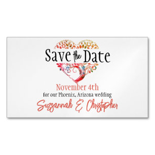 Hochzeit speichern das Datum Orange Burgundy Tree Magnetische Visitenkarte