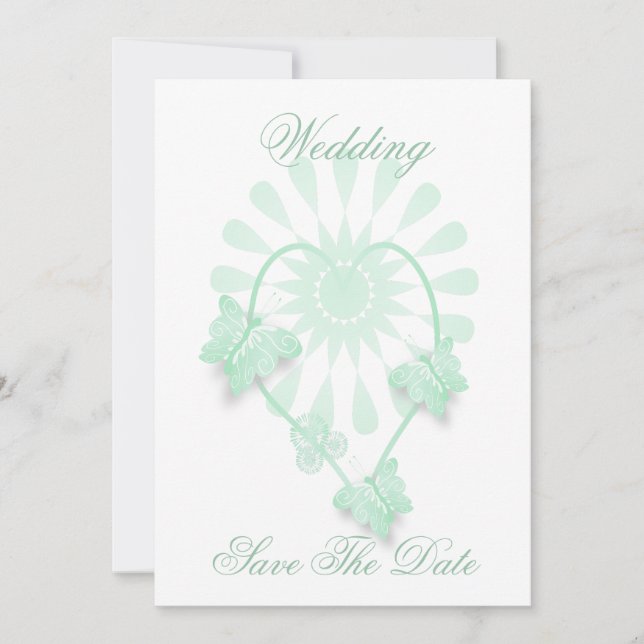 Hochzeit speichern das Datum Pfefferminzschmetterl Save The Date (Vorderseite)