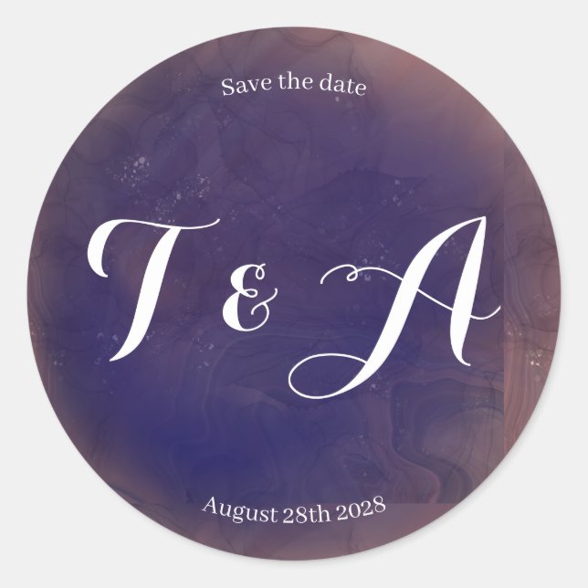 Hochzeit Speichern Sie das Date Elegant Monogram L Runder Aufkleber (Vorderseite)