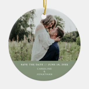 Hochzeit Speichern Sie das Date-Foto einfach Minim Keramik Ornament